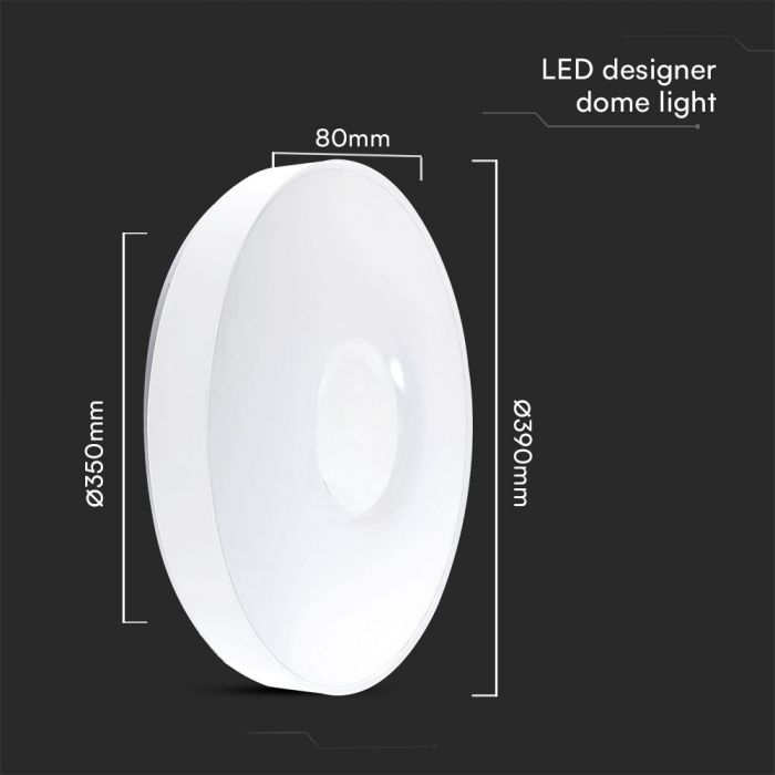 LED DESIGNER Ceiling Light with Remote Control CCT Changing 20/40/20W 4000lm 360° 390x80mm DIMMABLE -VICTORY WHITE COVER