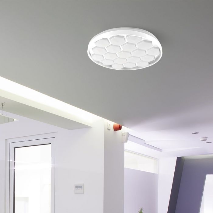 LED DESIGNER Ceiling Light with Remote Control CCT Changing 30/60/30W 6000lm 360° 490x70mm DIMMABLE -BEEHIVE COVER
