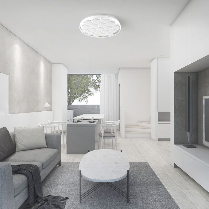 LED DESIGNER Ceiling Light with Remote Control CCT Changing 30/60/30W 6000lm 360° 490x70mm DIMMABLE -BEEHIVE COVER