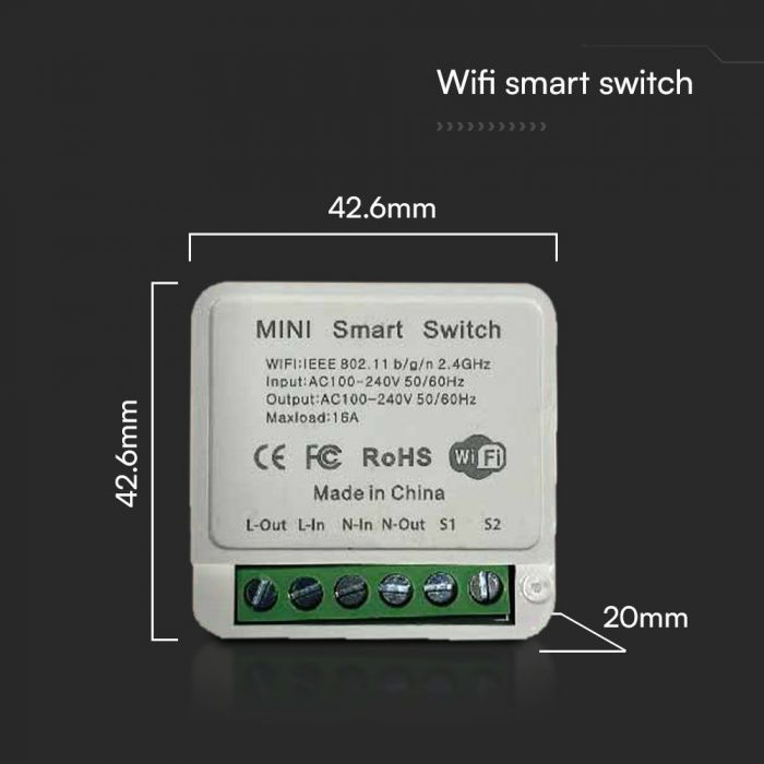 LED MINI ON-LINE SWITCH 2 GANG Max150W 42.6x42.6x20mm