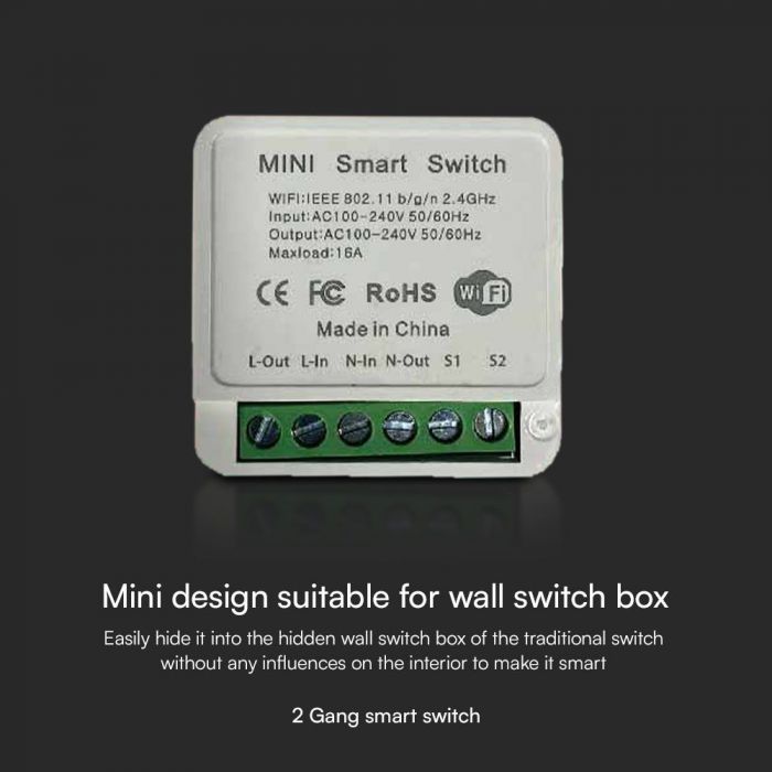 LED MINI ON-LINE SWITCH 2 GANG Max150W 42.6x42.6x20mm