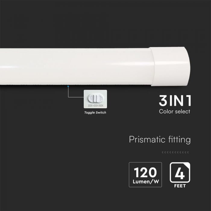 LED PRISMATIC SLIM FITTING 40W 3IN1 4800lm 120° 1166x26x76mm SAMSUNG CHIP