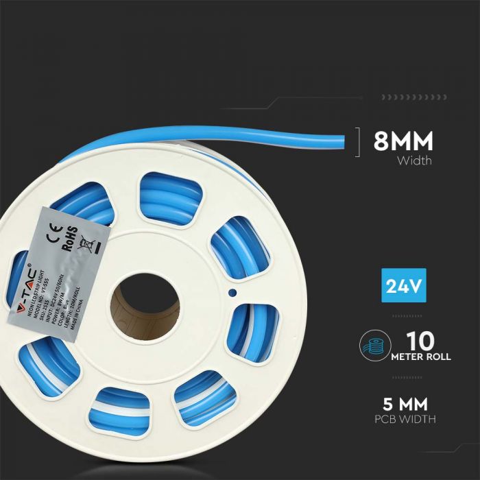 LED NEON FLEX 120LEDs BLUE 24V 8W 400lm 10M/ROLL 160° IP65