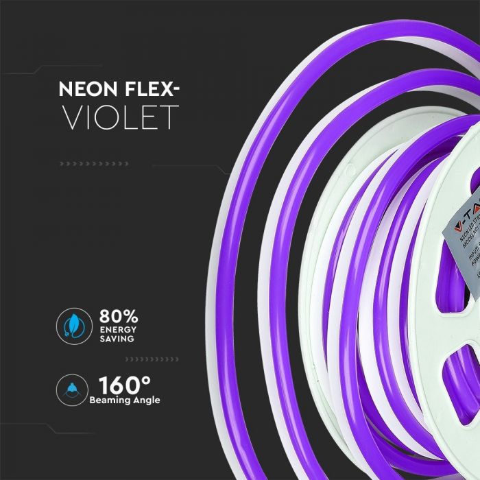 LED NEON FLEX 120LEDs VIOLET 24V 8W 320lm 10M/ROLL 160° IP65