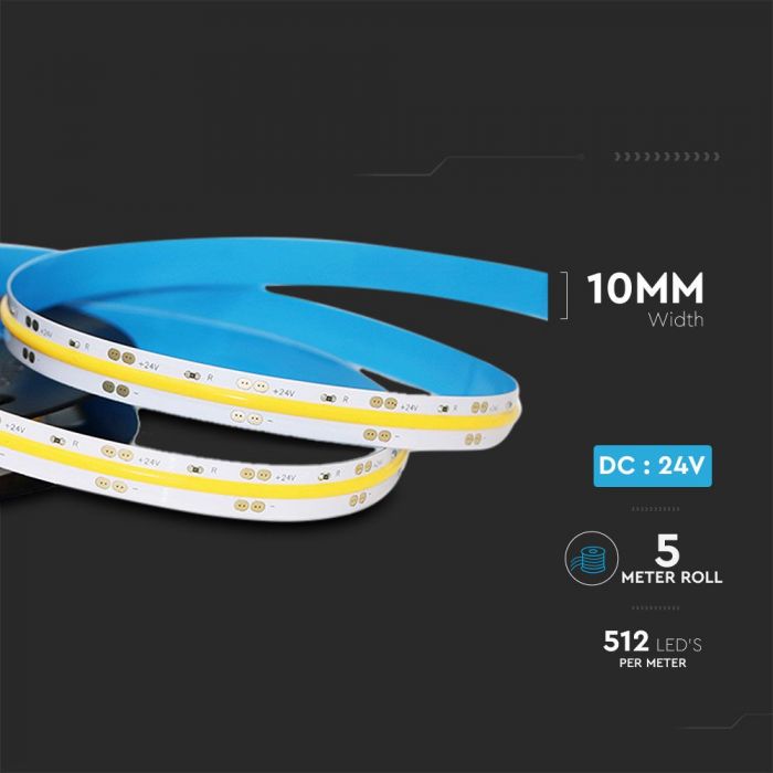 LED STRIP LIGHT COB WW 120° 12W/1000lm/M 24V
