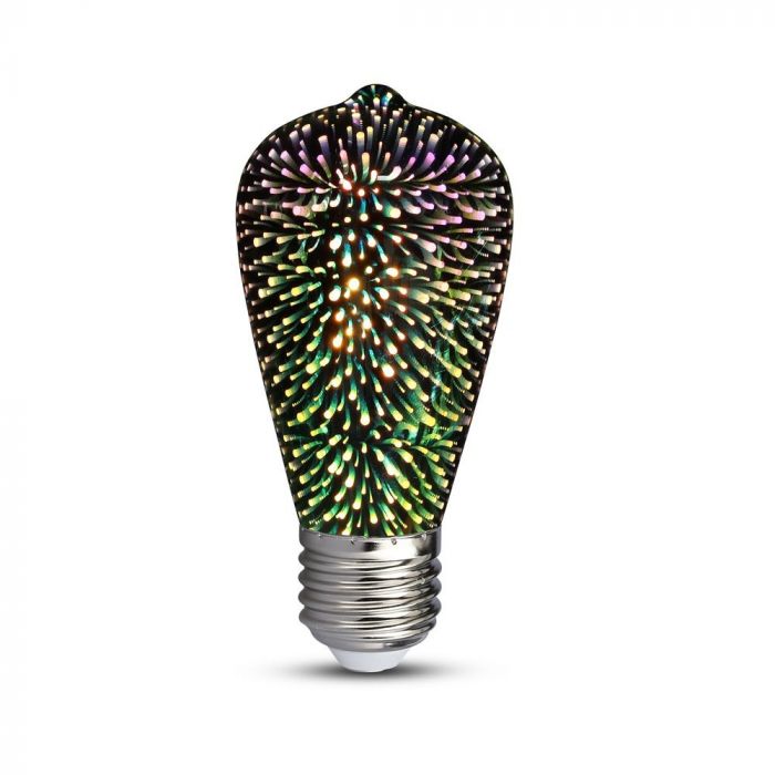 LED E27 3D FILAMENT LAMP ST64 3W WW 25lm 360° 64X135