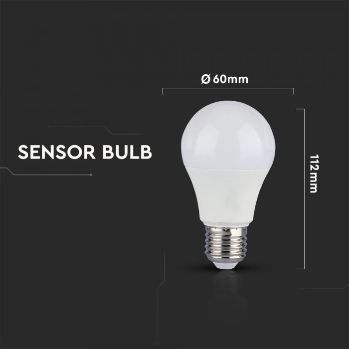 LED E27 LAMP 9W WW 806lm 200° 60X112 WITH MICROWAVE SENSOR