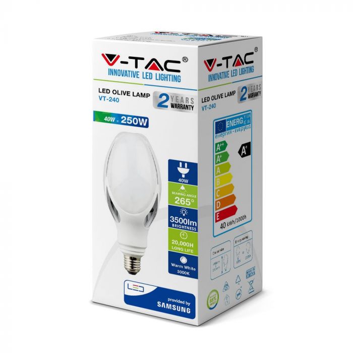 LED E27 OLIVE LAMP 36W WW 3960lm 120° 212X90 SAMSUNG CHIP A++