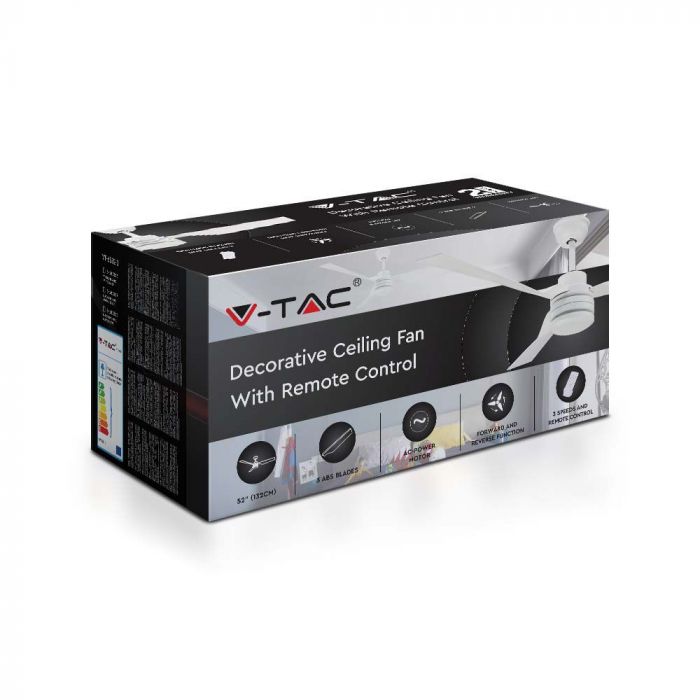 LED CEILING FAN WITH RF CONTROL/3 PC PLASTIC BLADES/65W AC MOTOR 52"(132CM) 3 SPEED