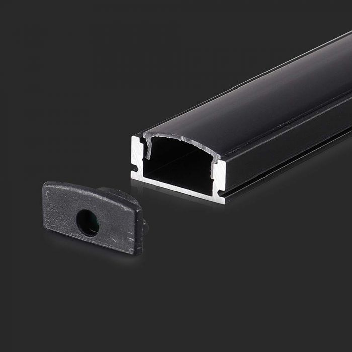 ALUMINIUM PROFILE MILKY COVER 2000X17.4X7mm BLACK