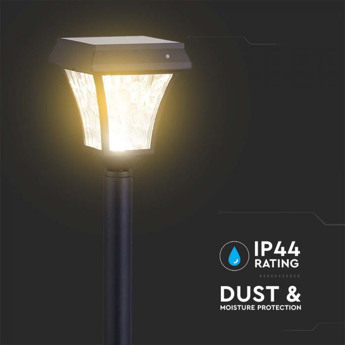 LED SOLAR LAWN LAMP CC3 3IN1 110Lm 170° 15x15x94 MATT BLACK BODY IP65