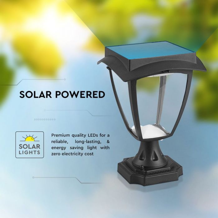 LED SOLAR STAND LAMP MATT BLACK WW+CW 110Lm 170° 175x175x25 IP65