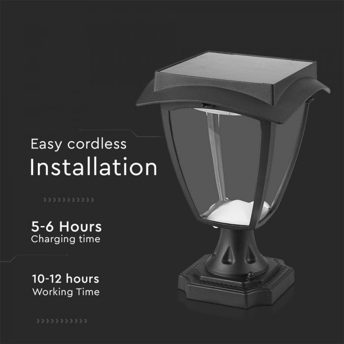 LED SOLAR STAND LAMP MATT BLACK WW+CW 110Lm 170° 175x175x25 IP65