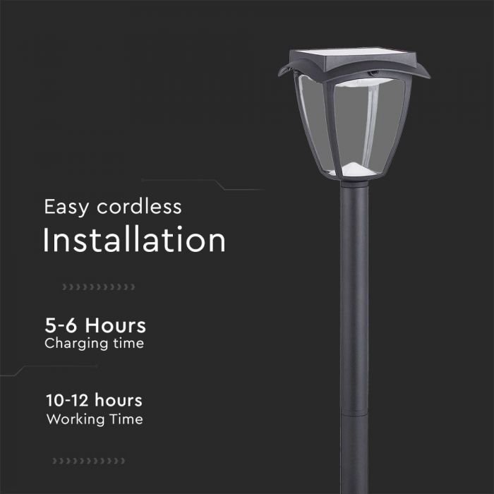 LED SOLAR LAWN LAMP MATT BLACK WW+CW 110Lm 170° 175x175x92 IP44