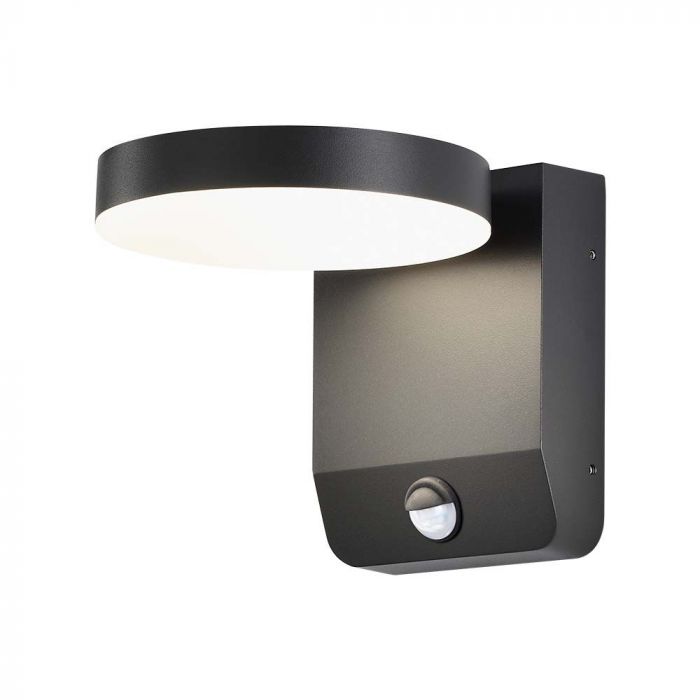 LED WALL LIGHT WITH SENSOR BLACK ROUND 17W 2480lm WW 350° 16x20.6x16cm IP65
