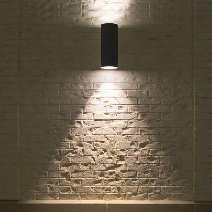 LED UP/DOWN WALL LIGHT ROUND BLACK 2XGU10 65X96X160 IP65