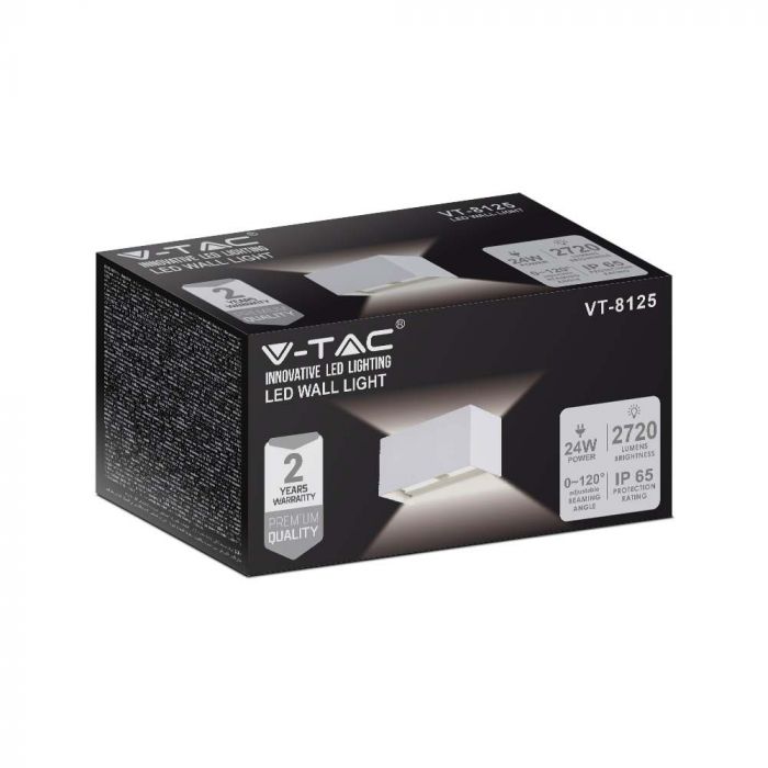 LED WALL LIGHT WHITE 24W DL 2720lm 120° 200x100x100 ALUMINIUM IP65