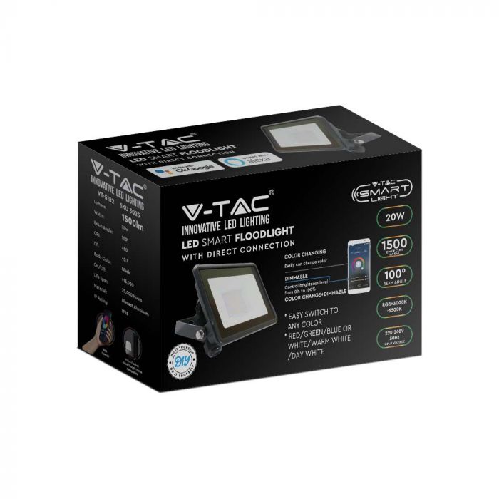 LED FLOOD LIGHT WIFI COMPATIBLE H AMAZON ALEXA AND GOOGLE HOME 20W RGB+WW+CW