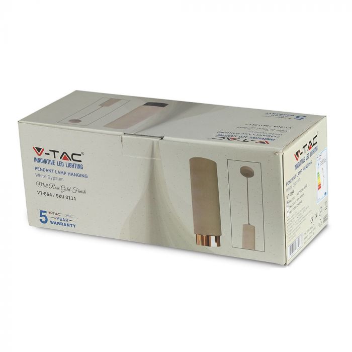 LED SUSPENDED GYPSUM ROUND WITH METAL MATT ROSE GOLD BOTTOM GU10 250X80