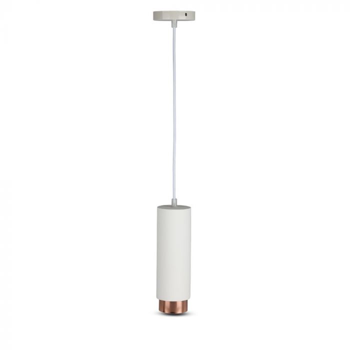 LED SUSPENDED GYPSUM ROUND WITH METAL MATT ROSE GOLD BOTTOM GU10 250X80