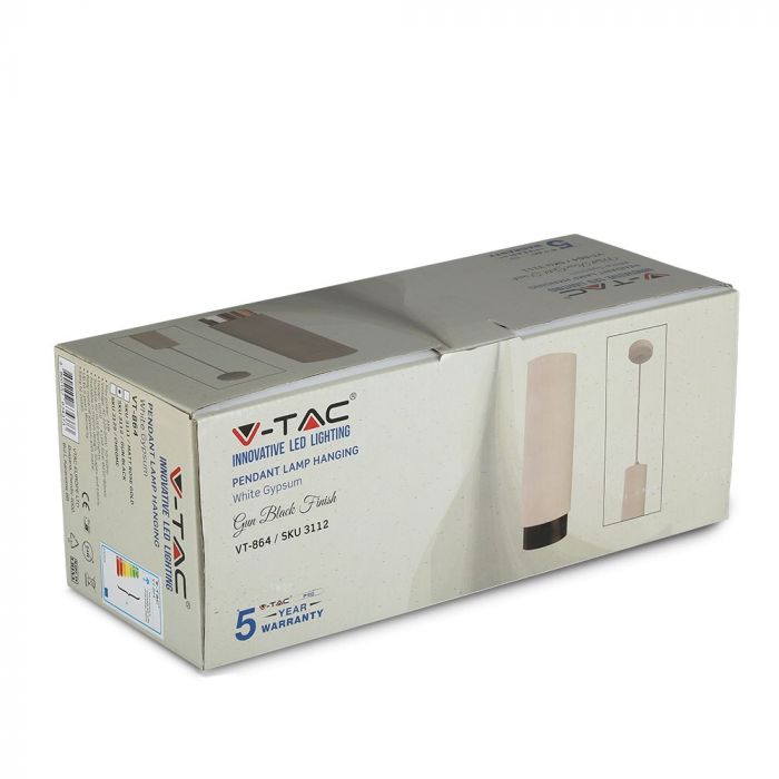 LED SUSPENDED GYPSUM ROUND WITH METAL GUN BLACK BOTTOM GU10 250X80