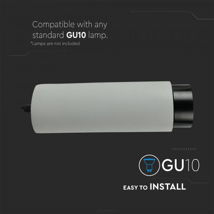 LED SUSPENDED GYPSUM ROUND WITH METAL GUN BLACK BOTTOM GU10 250X80