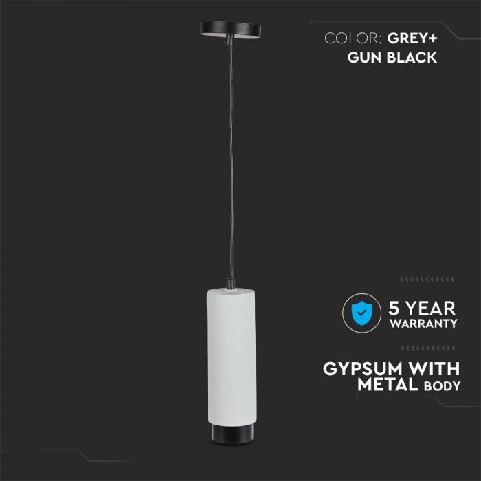 LED SUSPENDED GYPSUM ROUND WITH METAL GUN BLACK BOTTOM GU10 250X80