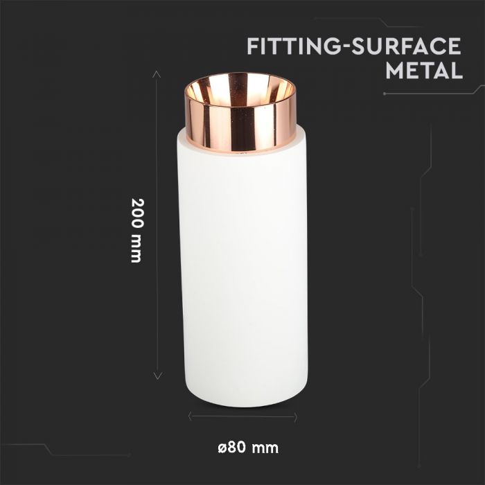 LED SURFACE GYPSUM ROUND WITH METAL MATT ROSE GOLD BOTTOM GU10 200X80