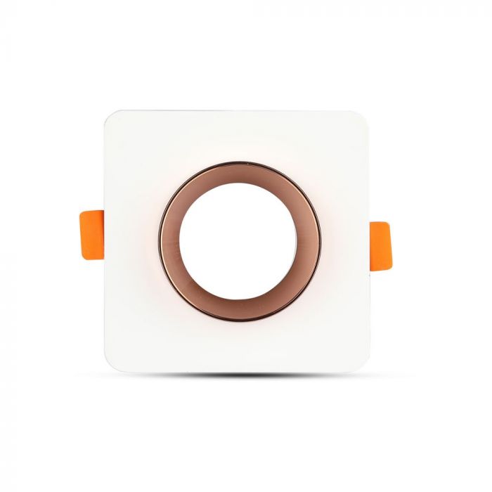 GU10 Fitting Gypsum Metal White Plaster Matt Rose Gold, Square, Recessed