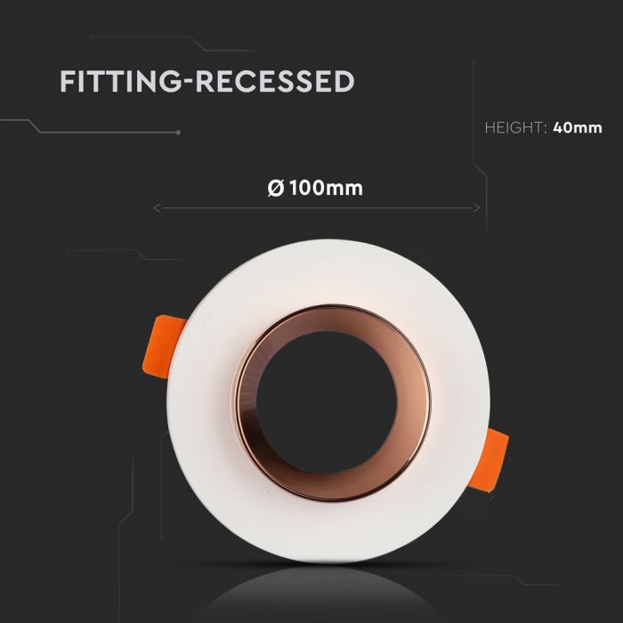 LED BRACKET GU10 ROUND GYPSUM WHITE WITH MAT ROSE GOLD BOTTOM 100X40 (80)