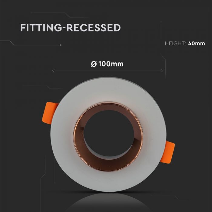 LED BRACKET GU10 ROUND GYPSUM GREY WITH MAT ROSE GOLD BOTTOM 100X40 (80)