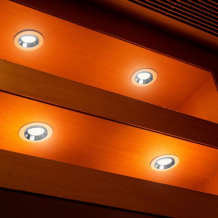 LED BRACKET GU10 ROUND GYPSUM WITH CHROME BOTTOM 100X40 (80)