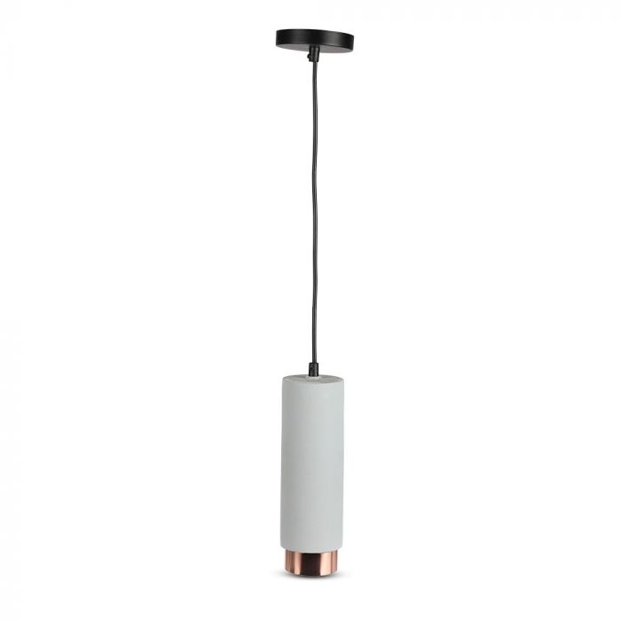 LED SUSPENDED GREY CONCRETE GYPSUM ROUND WITH METAL MAT ROSE GOLD BOTTOM GU10 250X80