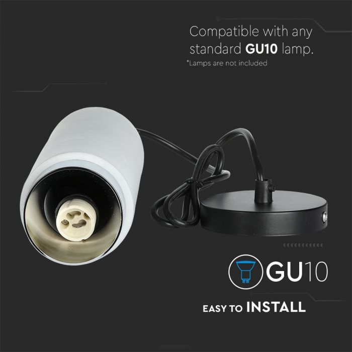 LED SUSPENDED GREY CONCRETE GYPSUM ROUND WITH METAL CHROME BOTTOM GU10 250X80