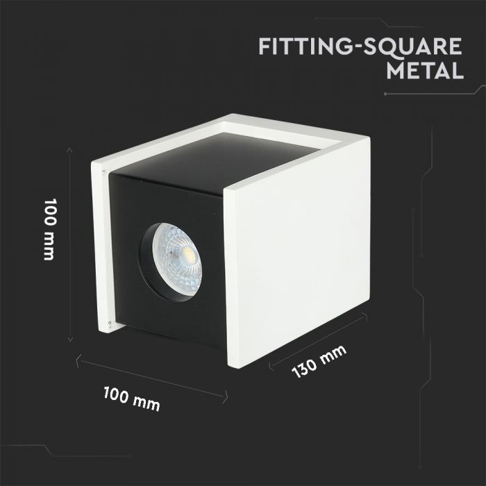 LED SURFACE WHITE GYPSUM SQUARE WITH METAL GUN BLACK BOTTOM GU10 10X10X13