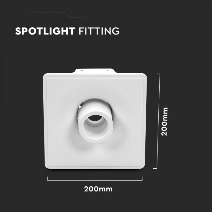 LED BRACKET GU10 SQUARE DESIGNER GYPSUM WITH MOVABLE WHITE BOTTOM 200X200 (206X206)