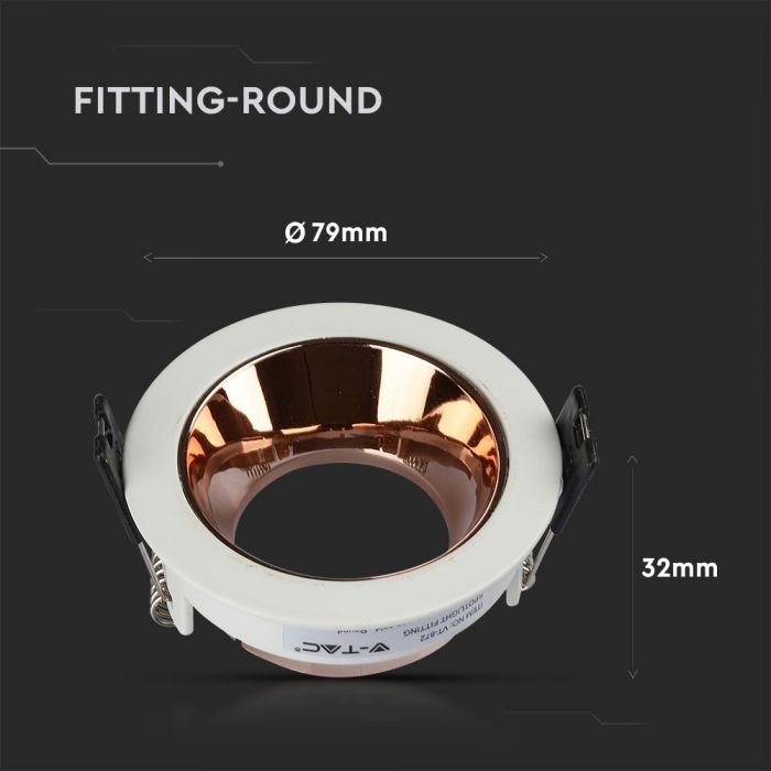 LED BRACKET GU10 ROUND WHITE + ROSE GOLD ALUMINIUM + PC 79X32 (72)
