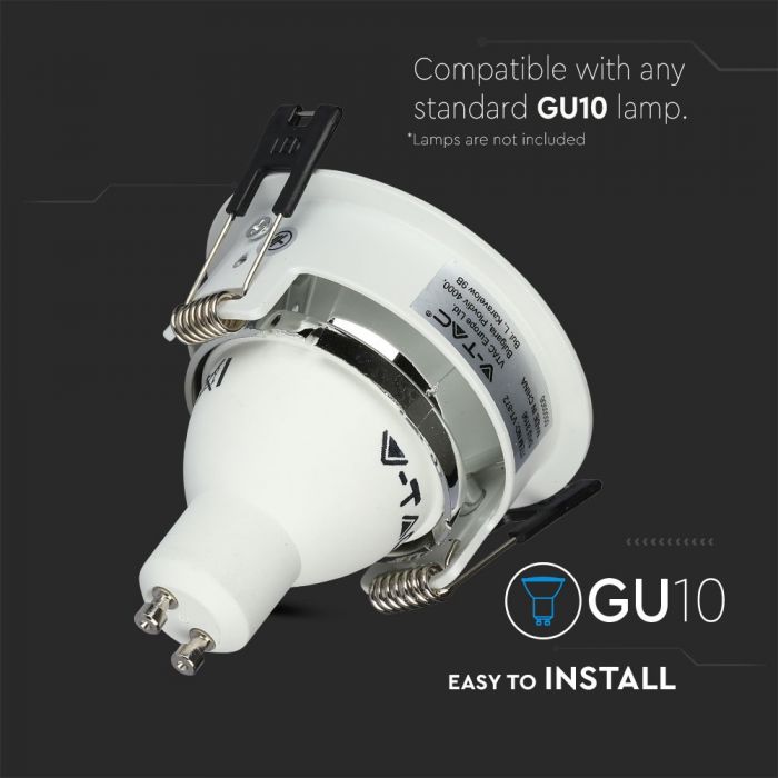 LED BRACKET GU10 ROUND WHITE + CHROME ALUMINIUM + PC 79X32 (72)