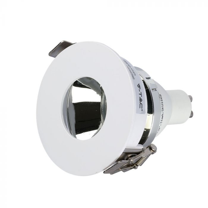GU10 Fitting White+Chrome Round