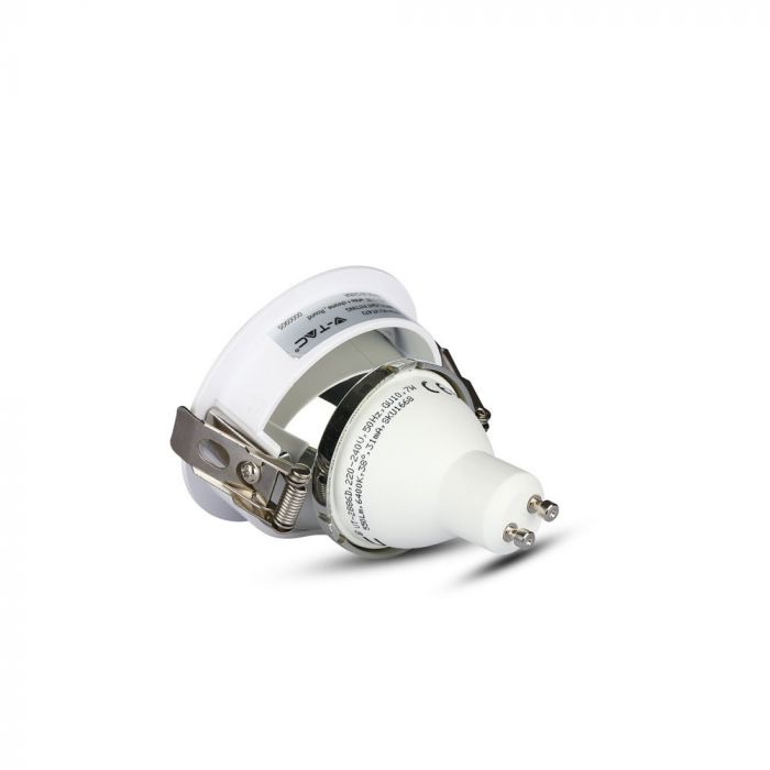 GU10 Fitting White+Chrome Round