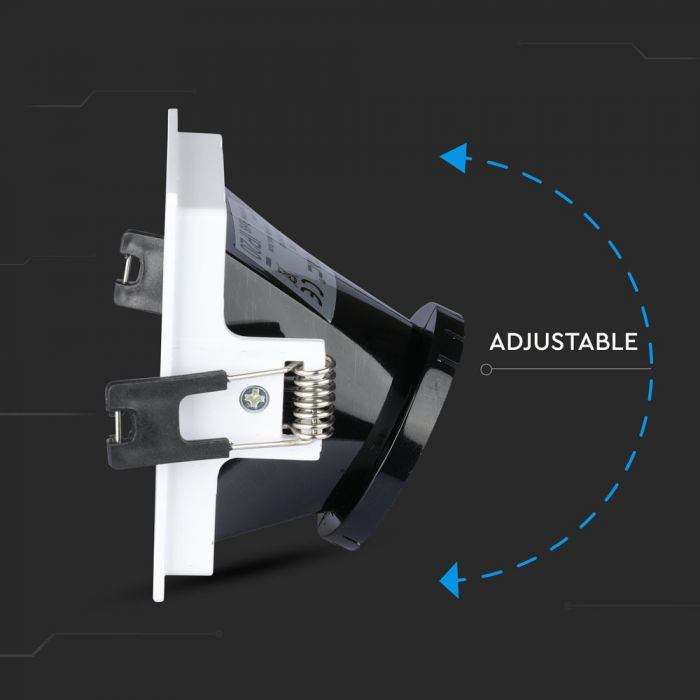 LED BRACKET GU10 SQUARE WHITE + BLACK ALUMINIUM + PC 85X85X62 (80X80)
