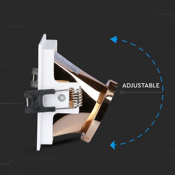 LED BRACKET GU10 SQUARE WHITE + ROSE GOLD ALUMINIUM + PC 85X85X62 (80X80)