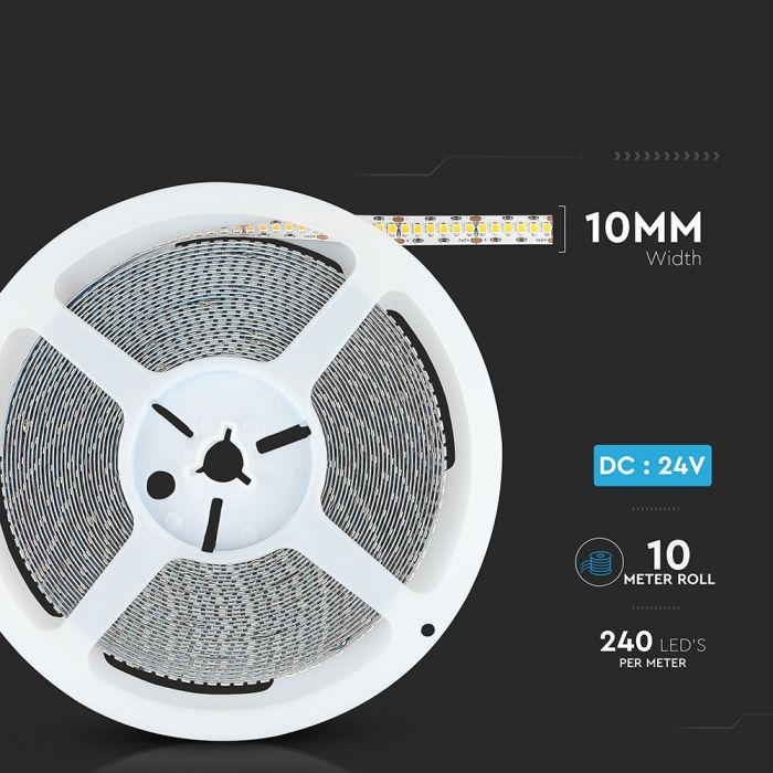 LED STRIP LIGHT 2835 SMD 240LEDs CW 24V 18W/1500lm/M (10M) CRI 95+