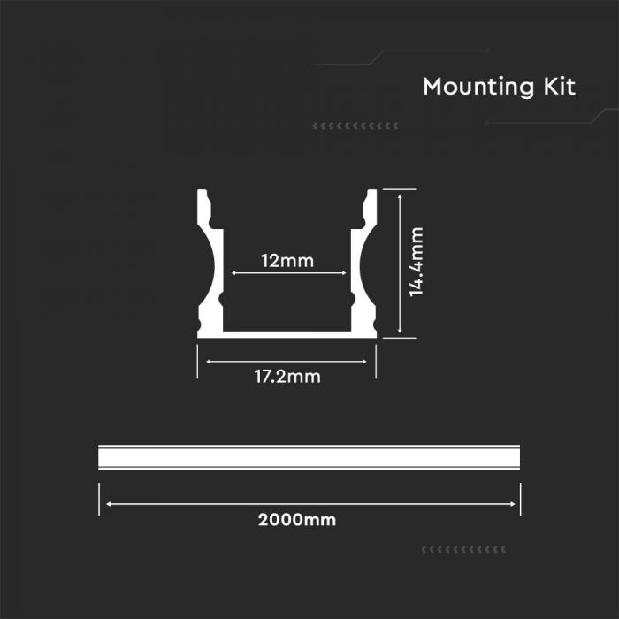 ALUMINIUM PROFILE MILKY COVER 2000X17.2X15.5mm