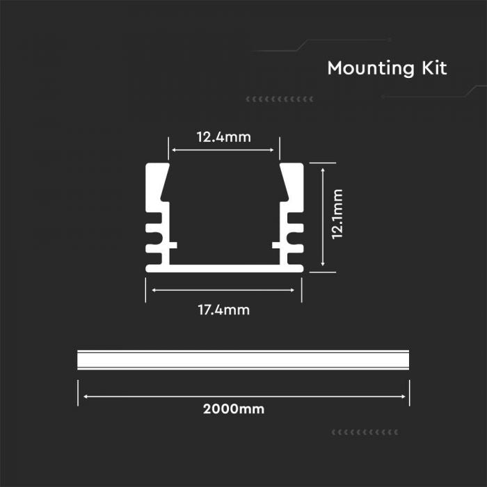 ALUMINIUM PROFILE WIDE MILKY COVER 2000X17.4X12.1