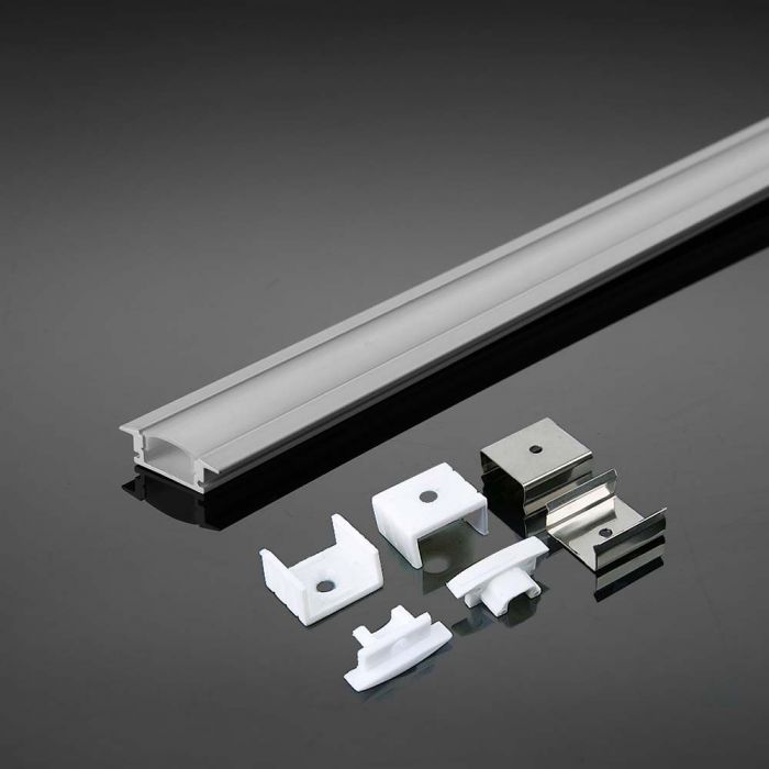 LED Strip Mounting Kit With Diffuser Aluminum 2000 x 24.7 x 7mm White Housing
