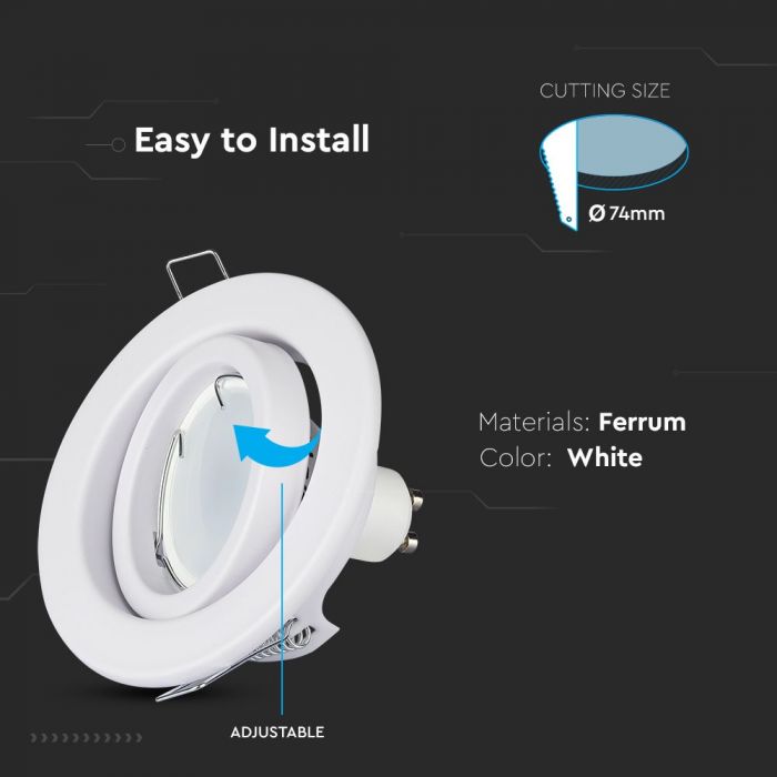 GU10 Housing Round Changing Angle White