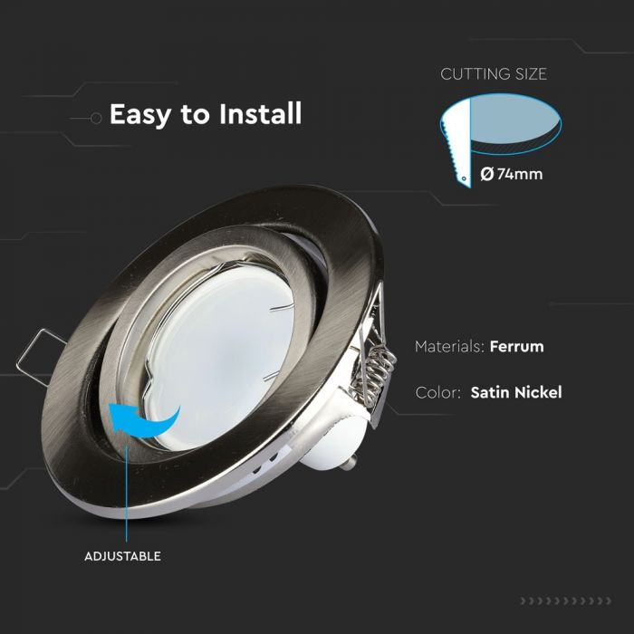 GU10 Housing Round Changing Angle Satin Nickel