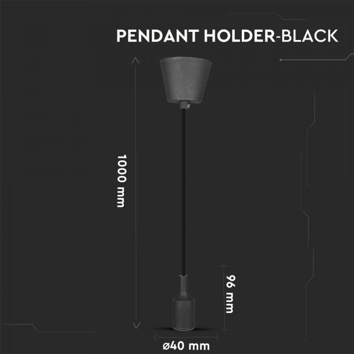 LED E27 PENDANT LAMP HOLDER 1M BLACK
