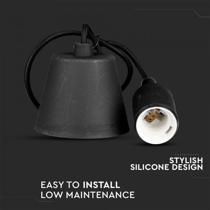 LED E27 PENDANT LAMP HOLDER 1M BLACK